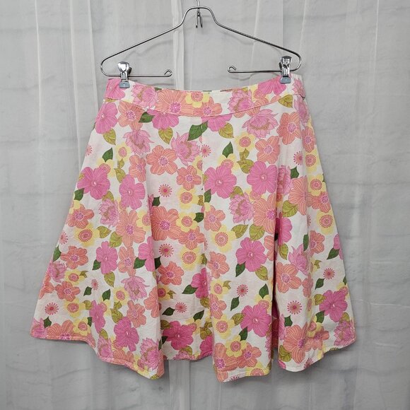 St. John's Bay Skirt Fairy Retro Cottage Boho Floral Pink White 10 - Picture 3 of 7